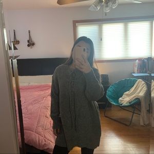 Long grey knit sweater